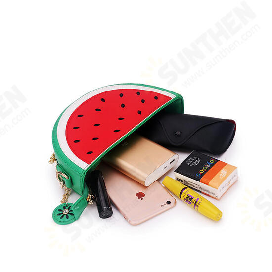 Women PU Leather Orange Watermelon Fruit Shoulder Bag Chain Strap Phone Crossbody Bags