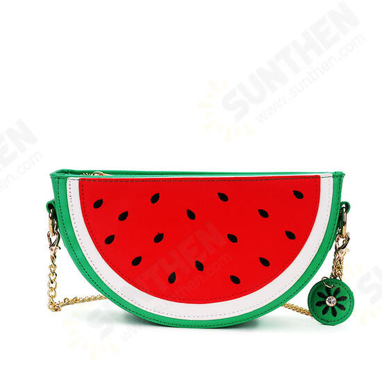 Women PU Leather Orange Watermelon Fruit Shoulder Bag Chain Strap Phone Crossbody Bags