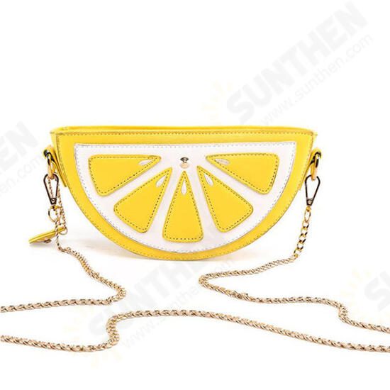 Women PU Leather Orange Watermelon Fruit Shoulder Bag Chain Strap Phone Crossbody Bags