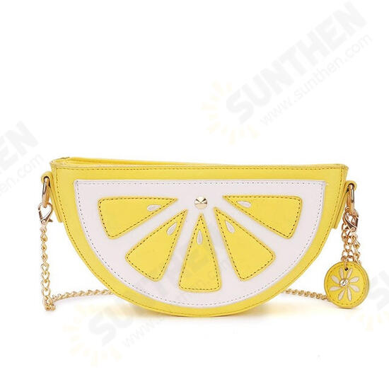 Women PU Leather Orange Watermelon Fruit Shoulder Bag Chain Strap Phone Crossbody Bags