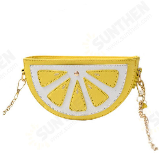 Women PU Leather Orange Watermelon Fruit Shoulder Bag Chain Strap Phone Crossbody Bags