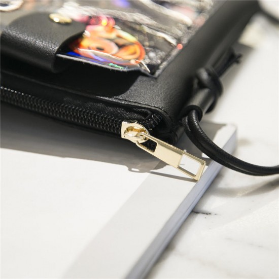 Women PU Mini Card Holder Coin Purses Crossbody Bag Handbags Phone Bag