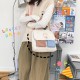 Women Plush Embroidered Cartoon Pattern Large Capacity Phone Tablet Macbook Book Storage Crossbody Shoulder Bag