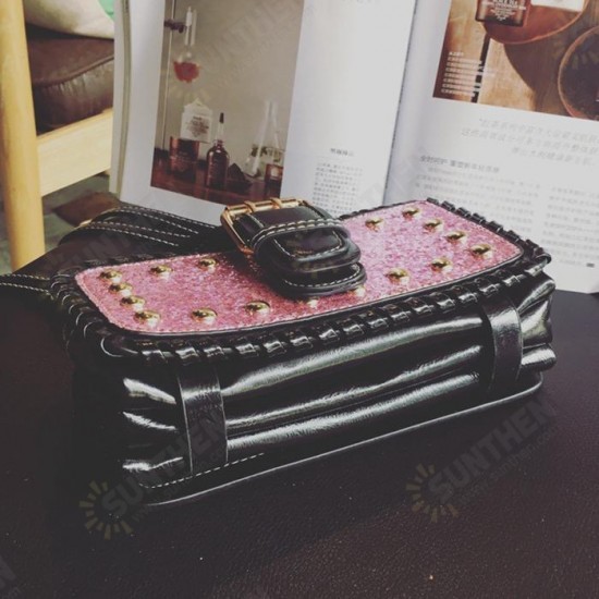 Women Retro Bling PU Leather Bag Rivet Rectangular Wallet Phone Bag for Xiaomi iPhone Samsung