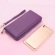 Women Zipper Credit Card Holder Genuine Leather Mobile Phone Storage Handbag Purse Wallet