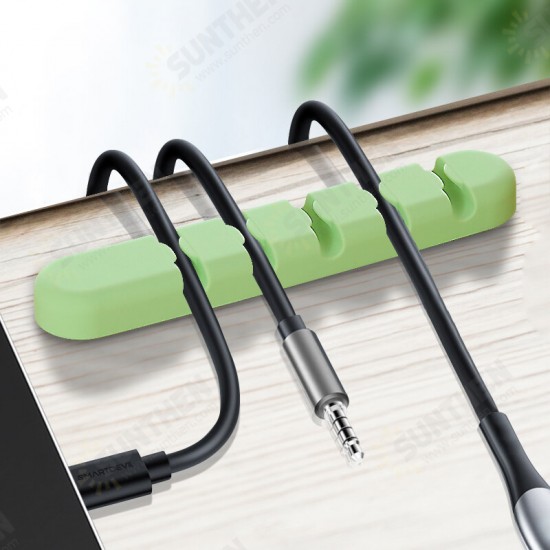 5-Channel Silicone Wire Clip Holder Earphone USB Cable Cord Winder Wrap Cable Organizer Management