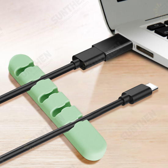 5-Channel Silicone Wire Clip Holder Earphone USB Cable Cord Winder Wrap Cable Organizer Management