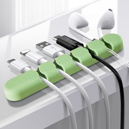5-Channel Silicone Wire Clip Holder Earphone USB Cable Cord Winder Wrap Cable Organizer Management