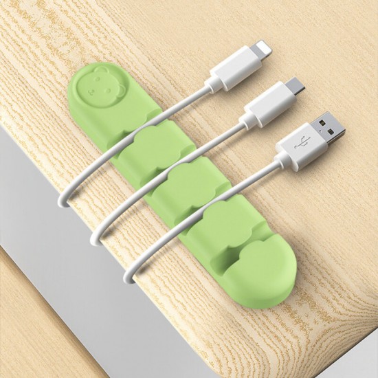 Cartoon Pattern Pure Silicone Wire Clip Holder Earphone USB Cable Cord Winder Wrap Cable Organizer Wire Management