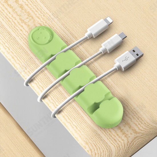 Cartoon Pattern Pure Silicone Wire Clip Holder Earphone USB Cable Cord Winder Wrap Cable Organizer Wire Management