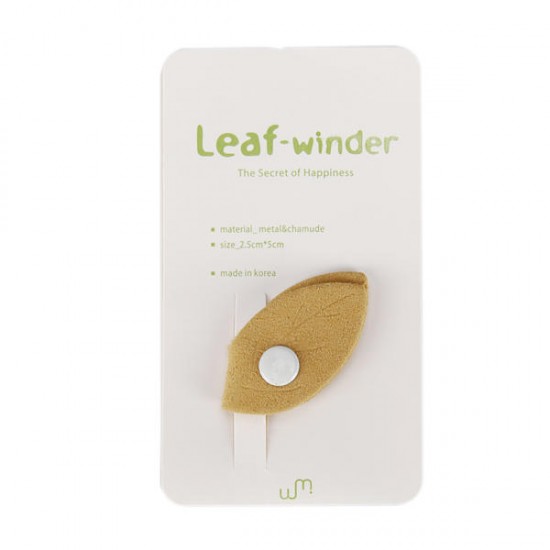 Leaf-type Bobbin Winder Soft Synthetic Leather Earphone Wire Cable Organizer