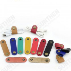 Soft Leather Snap Fastener Earphone Wire USB Cable Organizer Bobbin Winder Soft Leather Snap Fastener Earphone Wire USB Cable Organizer Bobbin Winder