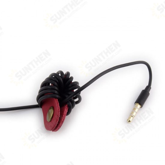 Soft Leather Snap Fastener Earphone Wire USB Cable Organizer Bobbin Winder