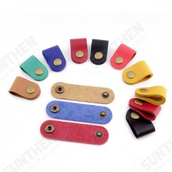 Soft Leather Snap Fastener Earphone Wire USB Cable Organizer Bobbin Winder Soft Leather Snap Fastener Earphone Wire USB Cable Organizer Bobbin Winder