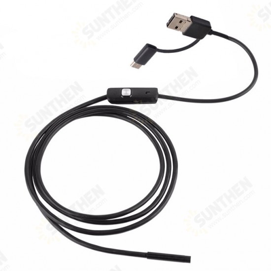 3-in-1 7mm 6LED Rigid Waterproof USB Type C Borescope Inspection Camera 1/2/3.5/5M/10M