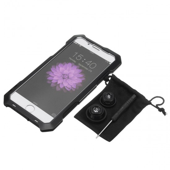 4 In 1 Waterproof Case Wide Angle Macro Fisheye Camera Lens For iPhone 6 / 6s Plus 5.5 Inches