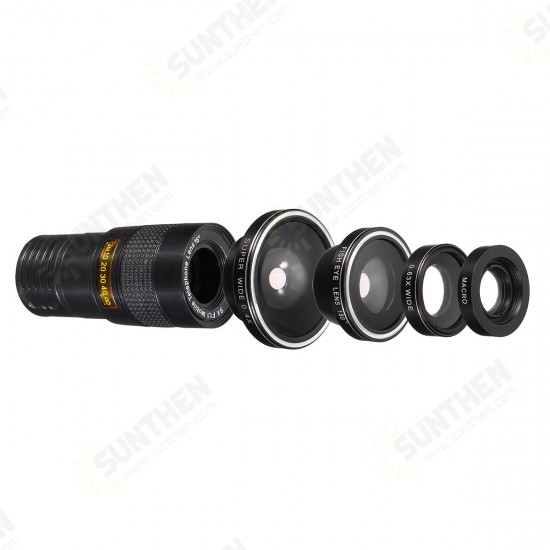 5 In 1 Fisheye Wide Angle Marco Telephoto Lens CPL Lens For Mobile Phone