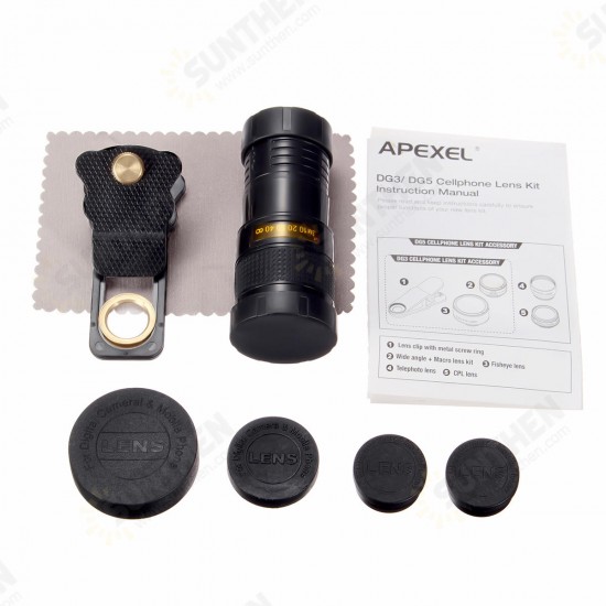 5 In 1 Fisheye Wide Angle Marco Telephoto Lens CPL Lens For Mobile Phone