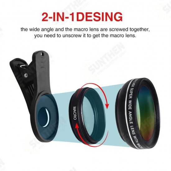 Apl-0.45wm 2 in 1 Phone Camera Lens kit 0.45x Wide Angle & 12.5x HD Macro Lens