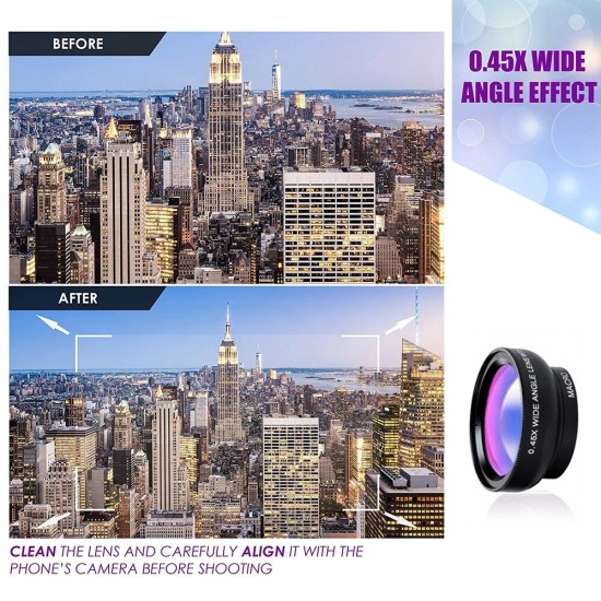 Apl-0.45wm 2 in 1 Phone Camera Lens kit 0.45x Wide Angle & 12.5x HD Macro Lens