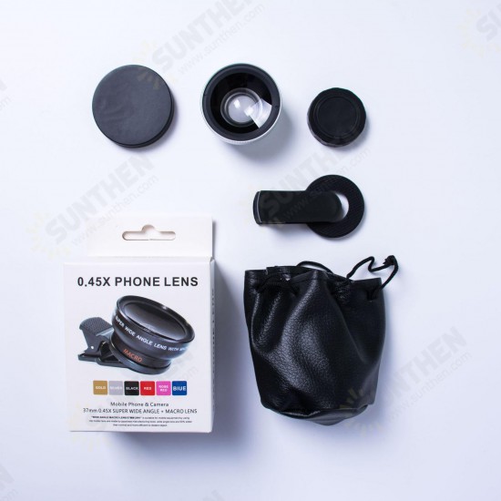 2 in 1 37mm 0.45X UV Super wide angle + Macro Phone lens for ipad Mobile Phone Tablet