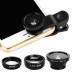 3 in 1 Universal Clip Aluminum Alloy Camera Lens 0.67 Wide Angel+180 Degree Fish Eye+Macro for ipad Mobile Phone Tablet