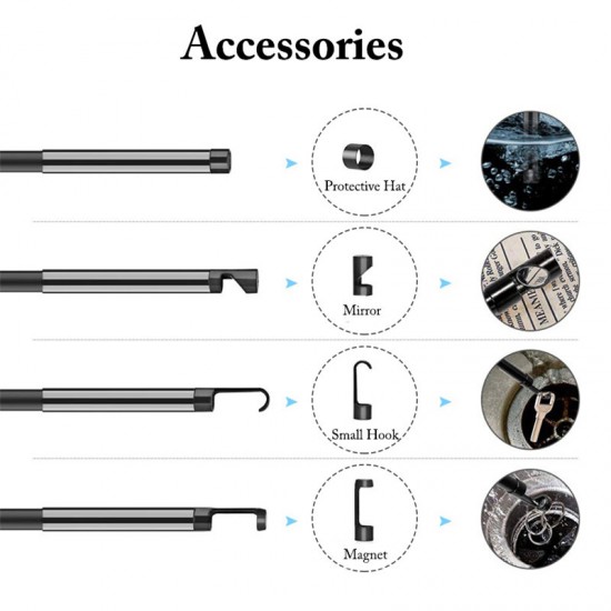 8MM Borescope Dual Lens 1080P HD Industrial Inspection Camera 8 Adjustable LED IP67 Waterproof 3000mAh TF Card Hard Cable 2/5M with 4.3inch LCD Screen