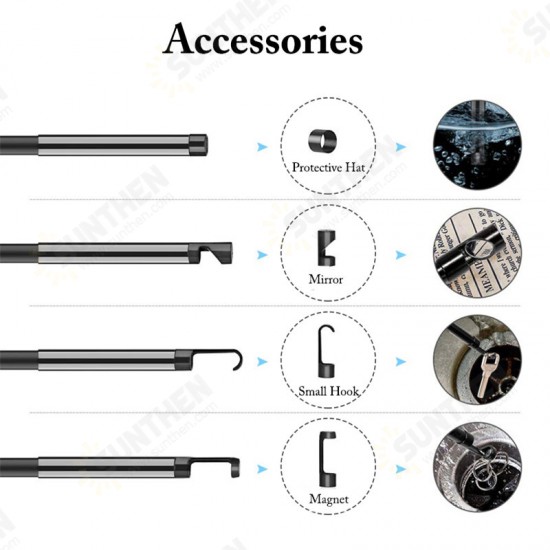 8MM Borescope Dual Lens 1080P HD Industrial Inspection Camera 8 Adjustable LED IP67 Waterproof 3000mAh TF Card Hard Cable 2/5M with 4.3inch LCD Screen