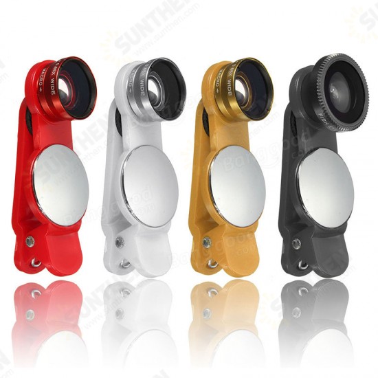 Universal 3in1 Fish Eye Wide Angle Micro Zoom Camera Lens Kit For iPhone Samsung Mobile Phone