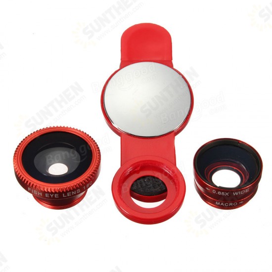 Universal 3in1 Fish Eye Wide Angle Micro Zoom Camera Lens Kit For iPhone Samsung Mobile Phone