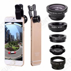 Universal 5 In1 Clip Camera Kit Telephone Lens CPL Fisheye 0.67X Wide Angle 2.0X Telephoto Macro Universal 5 In1 Clip Camera Kit Telephone Lens CPL Fisheye 0.67X Wide Angle 2.0X Telephoto Macro