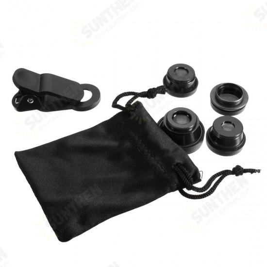 Universal 5 In1 Clip Camera Kit Telephone Lens CPL Fisheye 0.67X Wide Angle 2.0X Telephoto Macro