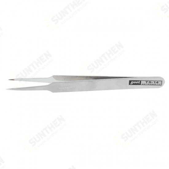 TS-14 110mm Blunt Tip Stainless Steel Tweezer Forcep-Silver