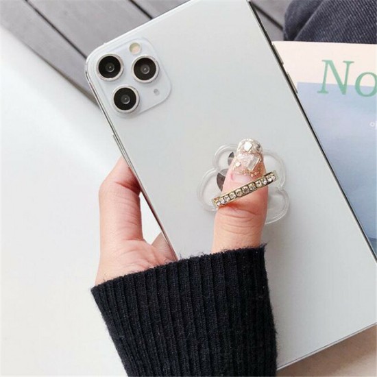 Transparent Phone Ring Holder Stand 360 Degree Rotation Diamond Decoration Finger Grip Desk