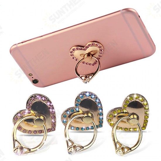 Universal 2 in 1 Crystal Finger Ring Stand Desktop Phone Bracket Phone Holder for Samsung