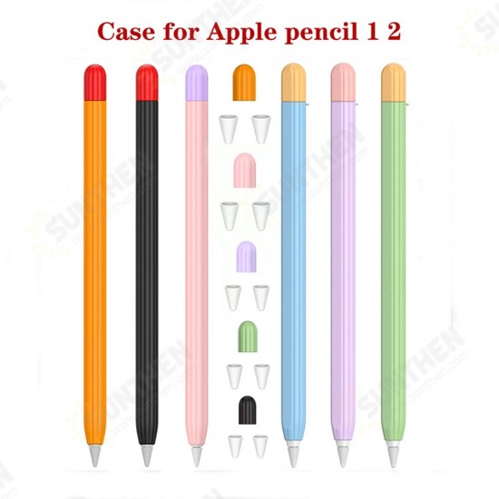 Anti-Slip Anti-Fall Silicone Touch Screen Stylus Pen Protective Case with Cap for Apple Pencil 1st / 2nd Generation