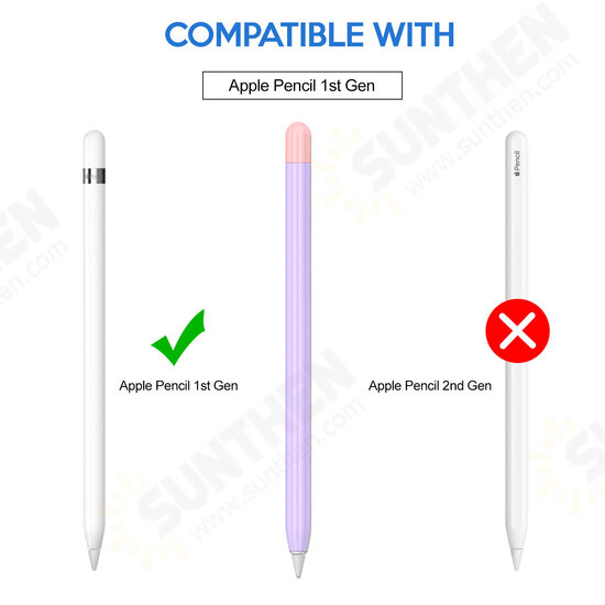 Anti-Slip Anti-Fall Silicone Touch Screen Stylus Pen Protective Case with Cap for Apple Pencil 1st / 2nd Generation