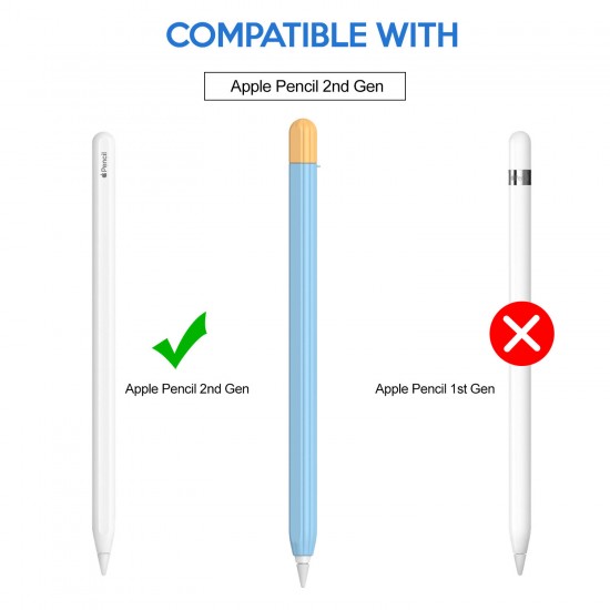 Anti-Slip Anti-Fall Silicone Touch Screen Stylus Pen Protective Case with Cap for Apple Pencil 1st / 2nd Generation