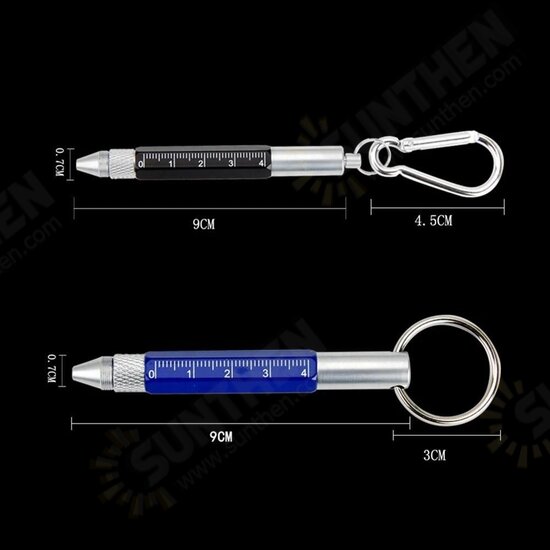 Practical Retro Metal Multifunctional 6 in 1 Screwdriver Ballpoint Pen Touch Screen Capacitive Pen Keychain with Ruler