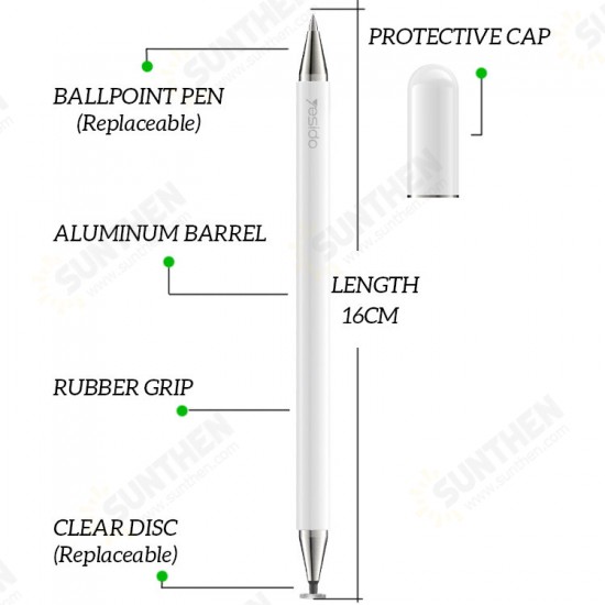 ST04 Universal 2 In 1 Stylus Pen High Sensitive Passive Capacitive Pen Touch Screen Stylus Drawing Pen for Apple Tablet Android Suitable for Devices of Capacitive Screens