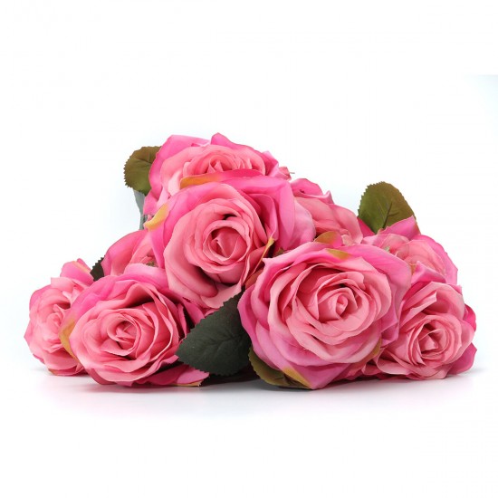 10 Head 1 Bouquet Artificial Flowers Rose Flower Silk Rose Flower Home Room Wedding Party Decor Photography Prop