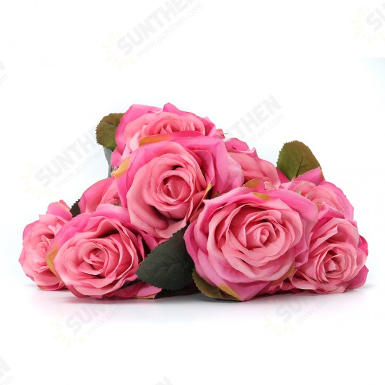 10 Head 1 Bouquet Artificial Flowers Rose Flower Silk Rose Flower Home Room Wedding Party Decor Photography Prop