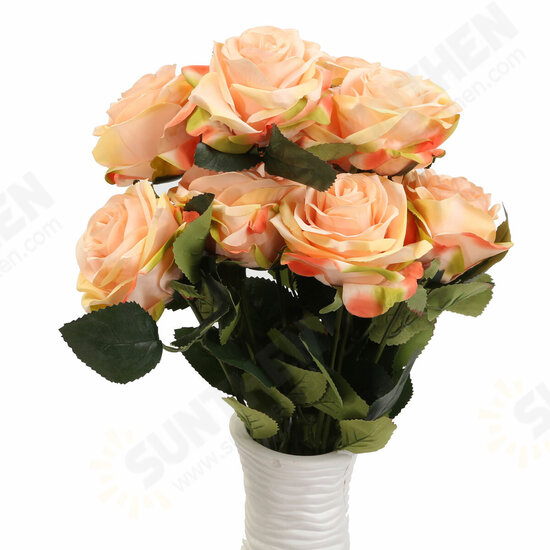 10 Head 1 Bouquet Artificial Flowers Rose Flower Silk Rose Flower Home Room Wedding Party Decor Photography Prop