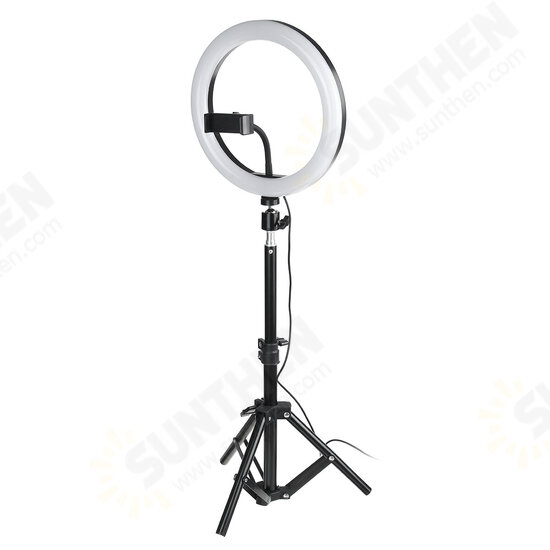 10 Inch Dimmable LED Ring Light Photo Selfie Fill Light with Tripod Adjustable Phone Holder Tripod Head for Makeup Live Broadcast Video Shooting