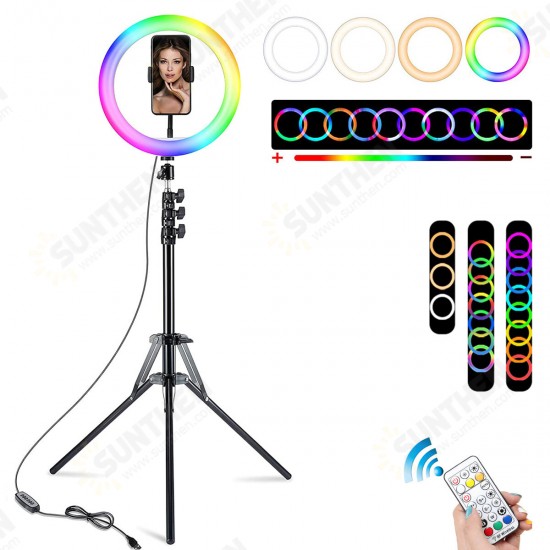 10 inch 3000K-6500K LED RGB Ring Light With Remote Control Tripod Portable USB Ring Light Lamp for Vlogging TikTok Youtube Video Beauty Makeup