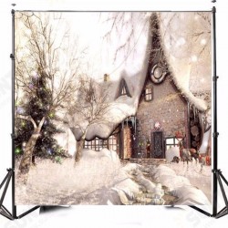 10x10FT Vinyl Christmas Snow Building Photography Backdrop Background Studio Prop 10x10FT Vinyl Christmas Snow Building Photography Backdrop Background Studio Prop