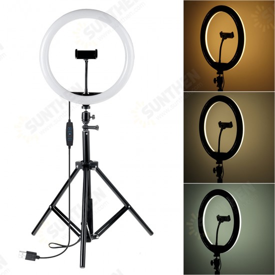 12 Inch 30cm 3000K-5500K Dimmable Remote Control LED Ring Light 3-Colors Modes Fill Light with 163cm Tripod Mount and Phone Holder