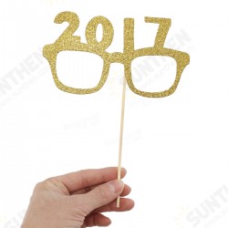 12Pcs Happy New Year Eve Party Photo Booth DIY Mask Mustache Stick Props 12Pcs Happy New Year Eve Party Photo Booth DIY Mask Mustache Stick Props