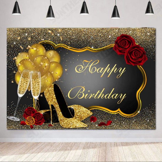 150x100CM 220x150CM 250x180CM Spray Painted Vinyl Gold Balloon Glass Rose Photography Backdrop Background Cloth 150x100CM 220x150CM 250x180CM Spray Painted Vinyl Gold Balloon Glass Rose Photography Backdrop Background Cloth