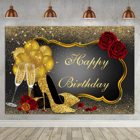 150x100CM 220x150CM 250x180CM Spray Painted Vinyl Gold Balloon Glass Rose Photography Backdrop Background Cloth 150x100CM 220x150CM 250x180CM Spray Painted Vinyl Gold Balloon Glass Rose Photography Backdrop Background Cloth